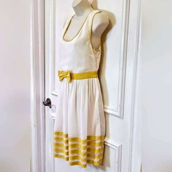 A'reve By Anthropologie Cream & Chartreuse Multicolor Sleeveless Dress,Large,NWT - Picture 3 of 16
